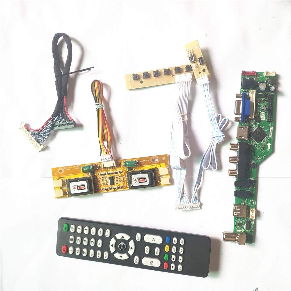 QD15XL16 Rev.01/2 T.V53 Drive Card Board 4CCFL LVDS 20Pin HDMI VGA AV USB RF LCD Display Panel Inverter + Fernbedienung + Tastatur Kit (QD15XL16 Rev.02)