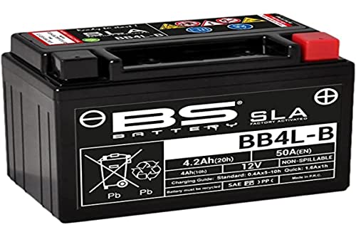 BS Battery 300665 BB4L-B AGM SLA Motorrad Batterie, Schwarz