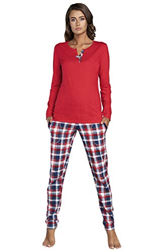 Schlafanzug Damen Herbst Winter Pyjama Set Nachtwäsche Zweiteiliger Hausanzug Langarm 2020 (XL, Rot1)