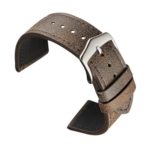 BOLEXA uhr Lederarmband Uhrenarmband aus echtem Leder, 20 mm, 22 mm, Uhrenzubehör, Uhrenarmbänder, Smartwatch (Color : Dark coffee fringe, Size : 22mm)