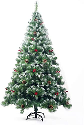 PrimoLiving Künstlicher Tannenbaum Weihnachtsbaum 180 cm mit Schnee-Effekt und Tannenzapfen (P-12963)