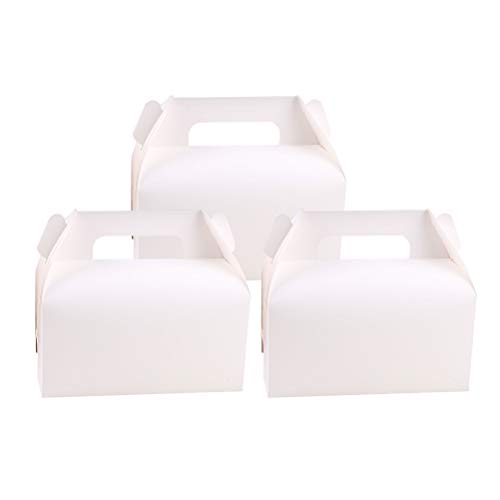 Toyandona 24 Stück Party Kuchen Plätzchen Papier Box mit Griff Nougat Süßigkeiten Tragetasche Leckerlibeutel Verpackung Beutel (weiß)