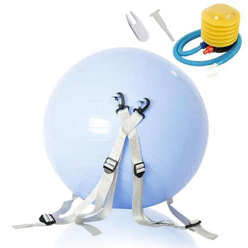 tinysiry 45/55 cm Gymnastikball, Yoga-Ball, Kinder-Übungsball, Yoga-Balance-Ball für Erwachsene mit verstellbarem Schultergurt, Indoor-Outdoor-Trainingsball für Trainingsgeräte Blau 55 cm