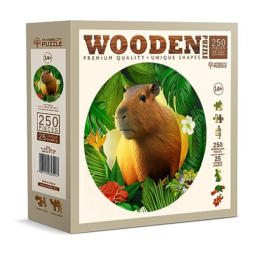 WOODEN.CITY Holzpuzzle - Capybara 250 Teile - Einzigartige ausgefallene Puzzles mit Tierformen - Herausforderndes Holzmosaik Puzzle für Erwachsene