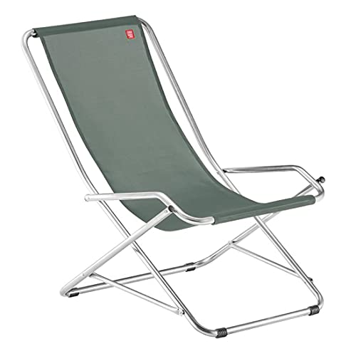 Fiam Dondolina Art. 023TXSG Aluminium-Liegestuhl, Bezug aus Textilene, Farbe Salbeigrün