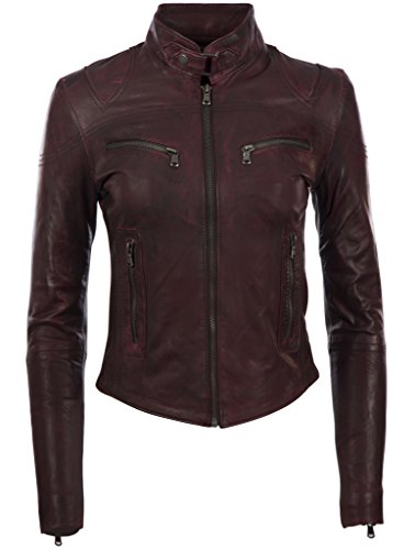 Aviatrix Damen superweiche Echtleder Mode Bikerjacke (CRD9),Pepsi(schwarz),XX-Large(44EU)