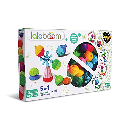 Trefl, Lalaboom, Kulko-klocki Sensoryczne Zestaw 36 Elementów, Klocki, Edukacyjna Zabawka Sensoryczna dla Dziewczynki i dla Chłopca, Rozwój Motoryczny, Bezpieczna zabawka dla Dzieci od 10 miesięcy