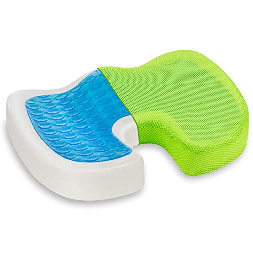 Vitabo Orthopädisches Steißbein Sitzkissen - Steißbeinkissen mit Gel-Schicht zur Rückenentlastung Druckentlastung I Kissen wirkt schmerzlindernd (Grün)