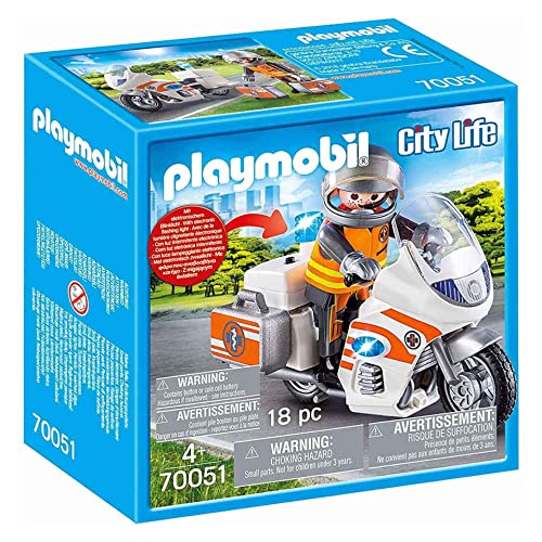 PLAYMOBIL City Life 70051 Notarzt-Motorrad mit Blinklicht, Ab 4 Jahren