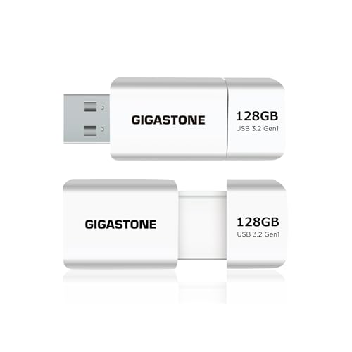 Gigastone Z60 128GB 2er Pack USB 3.2 Gen 1 Flash Drive, R/W 120/60MB/s Ultra High Speed Pen Drive, Capless Retractable Design Thumb Drive, USB 2.0 / USB 3.0 / USB 3.1 Interface Compatible