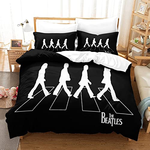 The Beatles Bettbezug Set 3D Gedruckt Rockband Set Mit Kopfkissenbezug Für Teenager Weich Rock 'n' Roll Steppdeckenbezug Bettwäsche einzeln（135x200cm）