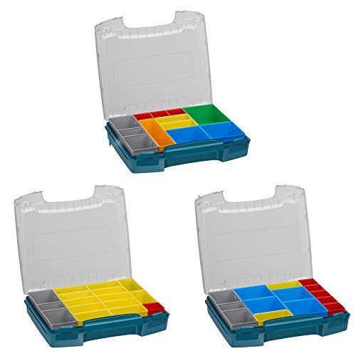 Sortimentskasten transparent mit Klappgriff | i-BOXX 3er Set (grün) mit H3, B3 & C3 Einsätzen | Für i-BOXX RACK & LS-BOXX | Sortierkasten tragbar
