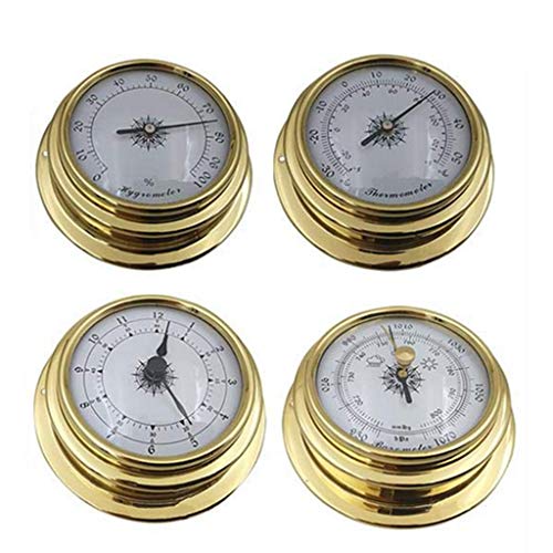 4 Stück Thermometer Hygrometer Barometer Uhr Uhr Kupfer Für Shell Marine Perspektive Rundes Zifferblatt Langlebiger Barograph