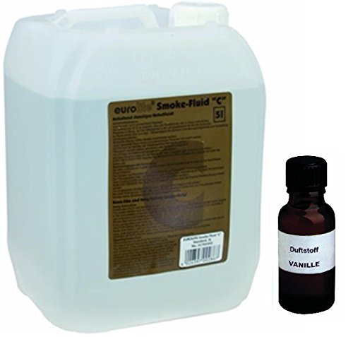 5 Liter Eurolite C (Standard) Nebelfluid + 20 ml Duftstoff Vanille, Smoke-Fluid, Nebel-Fluid-Flüssigkeit für Nebelmaschine
