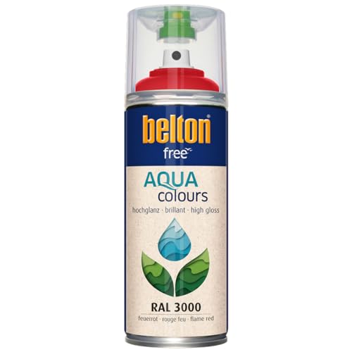belton free Wasserlack RAL 3000 feuerrot, hochglänzend, 400 ml - Geruchsneutral