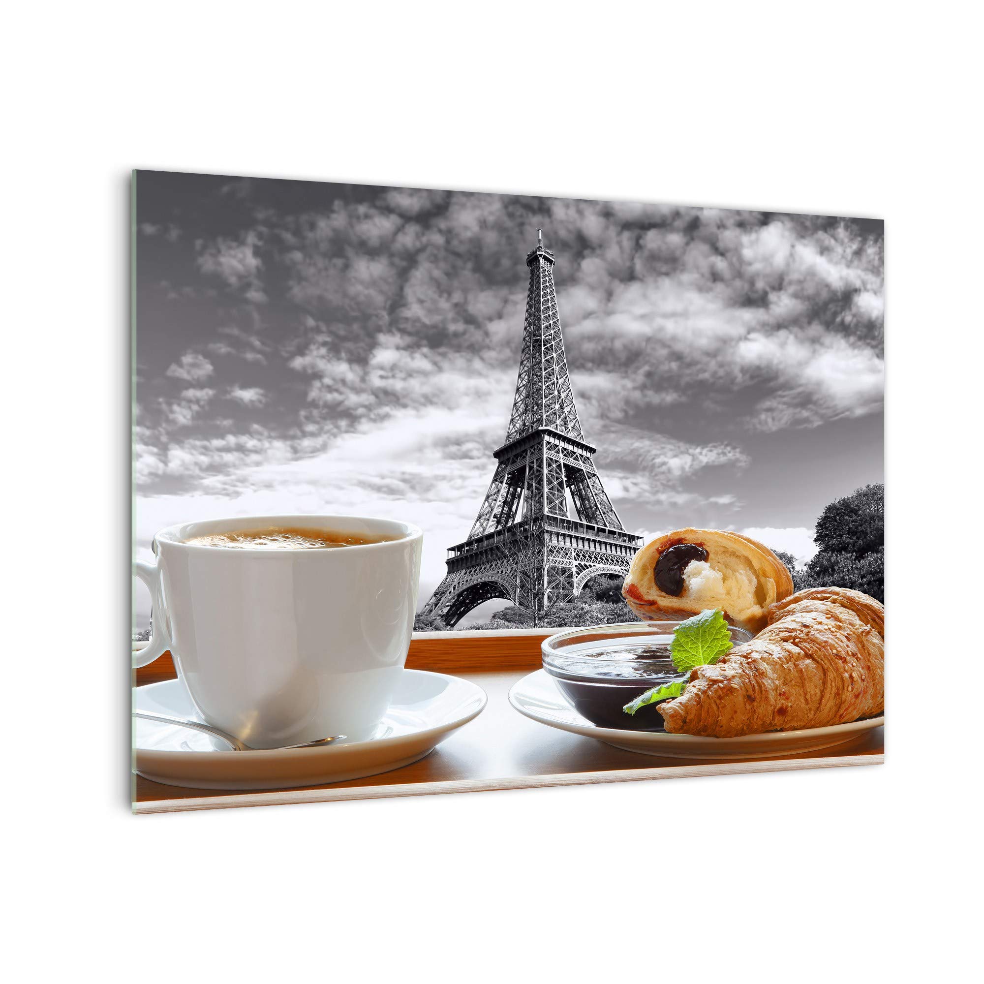 DekoGlas Küchenrückwand 'Eiffelturm Frühstück' in div. Größen, Glas-Rückwand, Wandpaneele, Spritzschutz & Fliesenspiegel