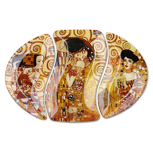 Carmani - Oval Glasplatte mit Gustav Klimt Gemälden 38.5x26.5cm