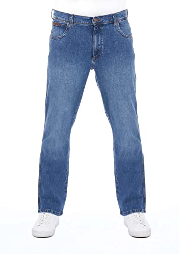 Wrangler Herren Jeans Regular Fit Texas Stretch Hose Blau Authentic Straight Jeanshose Denim Hose Baumwolle Blue w36, Farbe: Blue Whirl, Größe: 36W / 34L