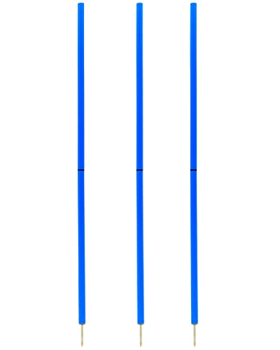 SPORTIKEL24 Slalomstangen 180 cm, ø 32 mm – 3er-Set – Trainingsstangen mit Metallspitze – Agility-Stangen – für Agility- & Koordinationstraining – für Fußball & Hundesport (Blau)
