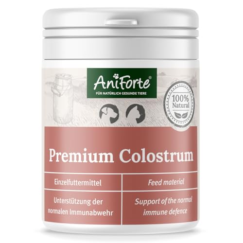AniForte Premium Colostrum Pulver 100g, Natürliche Erstmilch für Katzen, Hunde und Pferde, Kolostrum-Pulver in Lebensmittelqualität, Eiweiss für Ihr Tier