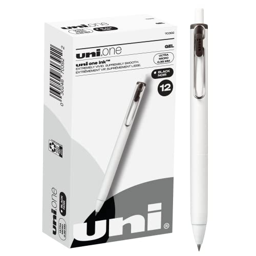 uni-ball one Retractable Gel Pens, Ultra Micro Point (0.38mm), Black Ink, 12 Count