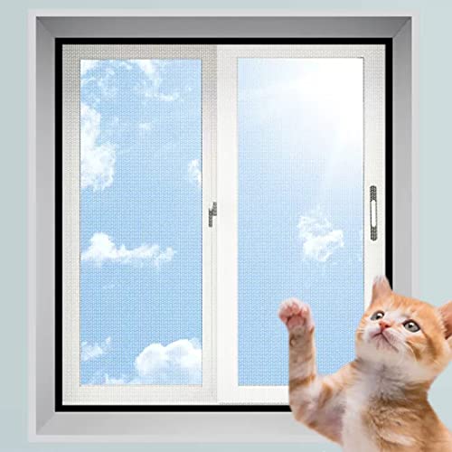 Fliegengitter für Katzenfenster, Mesh, Anti-Moskitonetz, Katzenfensterschutz für Katzen, kratzfest, Katzen-Balkonnetze, Haustierschutznetz (120 x 200 cm, schwarz + weiß)