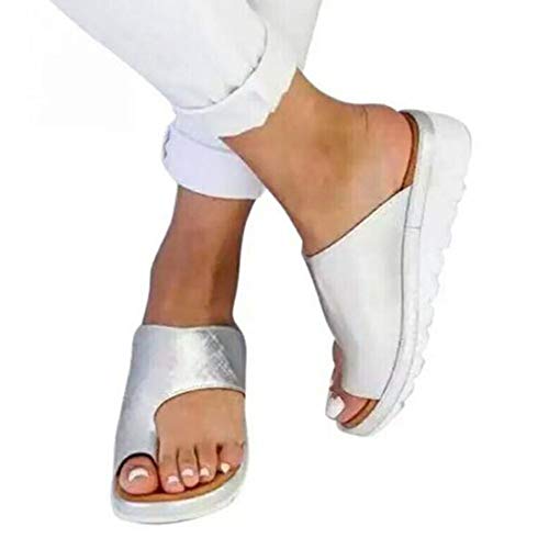 Sandalen Orthopädische Premium Zehenkorrektur, Sandalen Damen Lässige Plateau Sandalen Zehen Schuhe Sandalen,Weiß,42