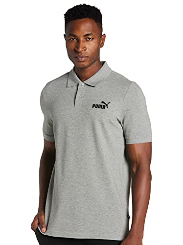 PUMA Herren Essential Pique Polo T-Shirt, Medium Gray Heather, L