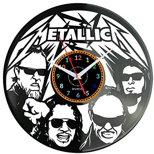 EVEVO Rock Band Wanduhr Vinyl Schallplatte Retro-Uhr Handgefertigt Vintage-Geschenk Style Raum Home Dekorationen Tolles Geschenk Uhr Rock Band