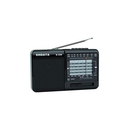 XHDATA D-328 Radio Weltempfänger Taschenradio FM AM SW Mit MP3 Player Unterstützung TF-Karte (Schwarz)