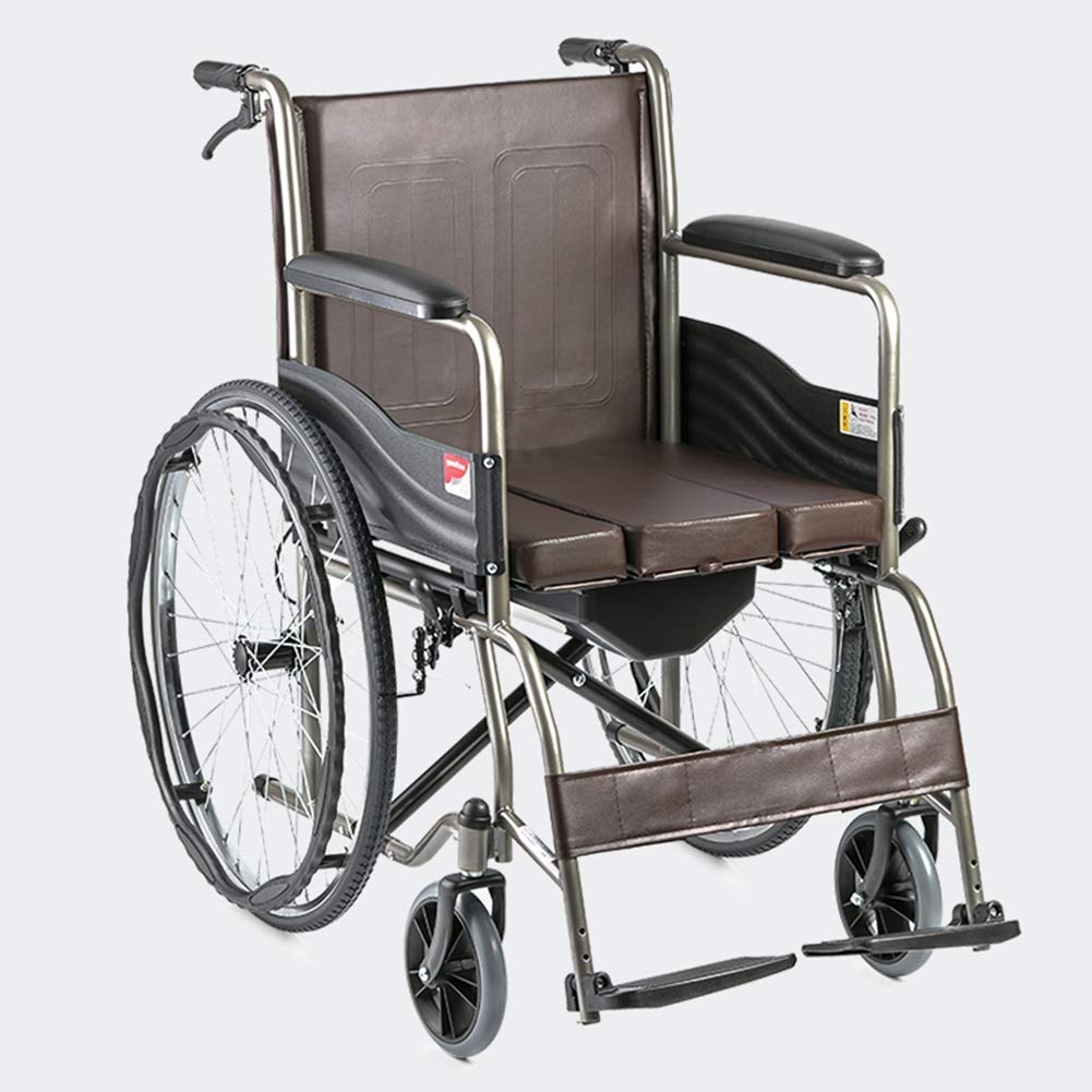 Rollstuhl, leichter zusammenklappbarer, verstellbarer Rollstuhl zum Fahren, Toilette für ältere Menschen mit Behinderungen, tragbarer alter Multifunktionswagen, tragbar