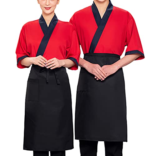 DNJKH Kochjacke Koch Jacke Bäckerjacke Japanischer Stil Langarm Kochkleidung Kimono Sushi Ort