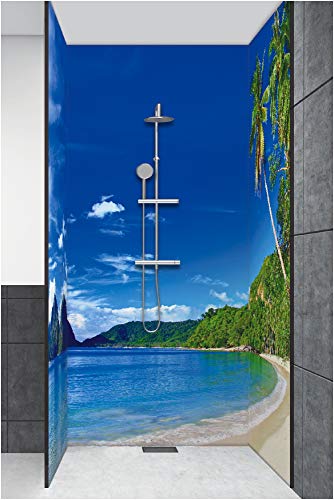 Artland Qualität I Duschrückwand individuelles Maß Fliesenersatz Motiv Tropisches Paradies F7OX Karibik Blau