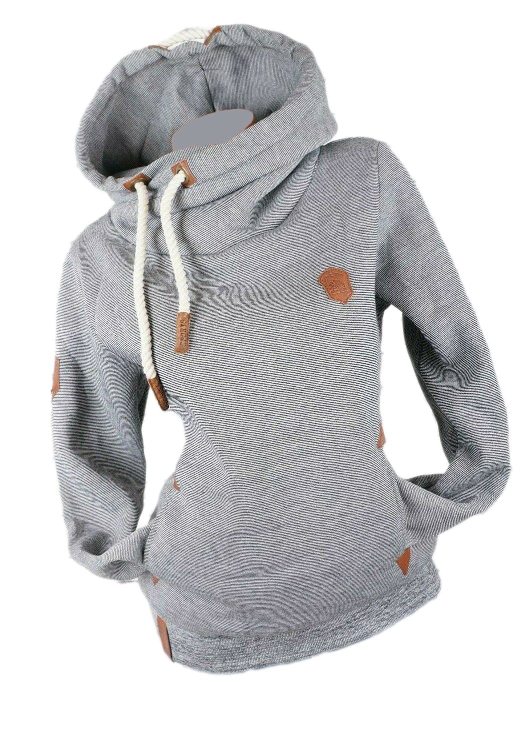 Damen Hoodie Kapuzenpullover Sweatshirt Warmer Fleece Pulli M L XL 2XL 3XL (Grau, XL, x_l)