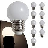 proventa® LED-Tropfen Leuchtmittel, 50 Stück, IP54 für Außen, 0,8 Watt, E27, 2.700 K, für Weihnachts- und Party-Licherketten