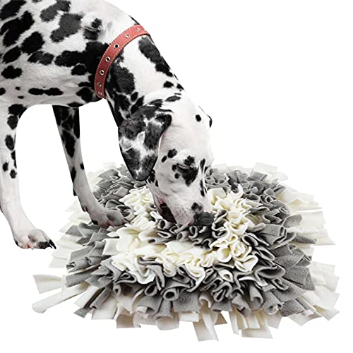 IEUUMLER Schnüffelteppich Hund Riechen Trainieren Schnüffeldecke Futtermatte Trainingsmatte für Haustier Hunde Katzen IE075 (45x45cm, Grey & White)