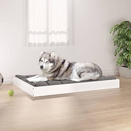 RAUGAJ Wohnmöbel Hundebett Weiß 101,5x74x9cm Größe Massivholz Kiefer