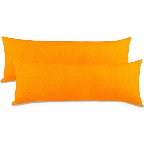aqua-textil Classic Line Seitenschläferkissen Bezug, 40 x 200 cm, orange Baumwolle KissenBezug, Reißverschluss