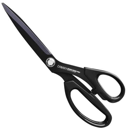 CANARY Japanese Sewing Scissors for Fabric Cutting 9.5 Inch, Black Scissors Heavy Duty All Purpose Scissors, Japanese Stainless Steel Nonstick Coating, Made in Japan, Black (SE-245F)