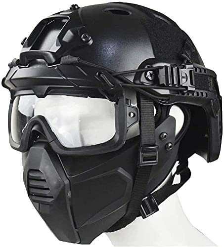 Taktischer Airsoft-Schutzhelm mit 3D-Split-Schutzbrille und halber Gesichtsschutzmaske, geeignet für Paintball-Schießen BB Gun Outdoor CS-Spiele