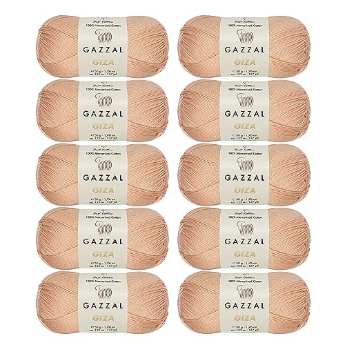 Gazzal Giza, 100 % merzerisierte Baumwolle, je 50 g, 125 m, weich, fein, 2, lachs – 2453