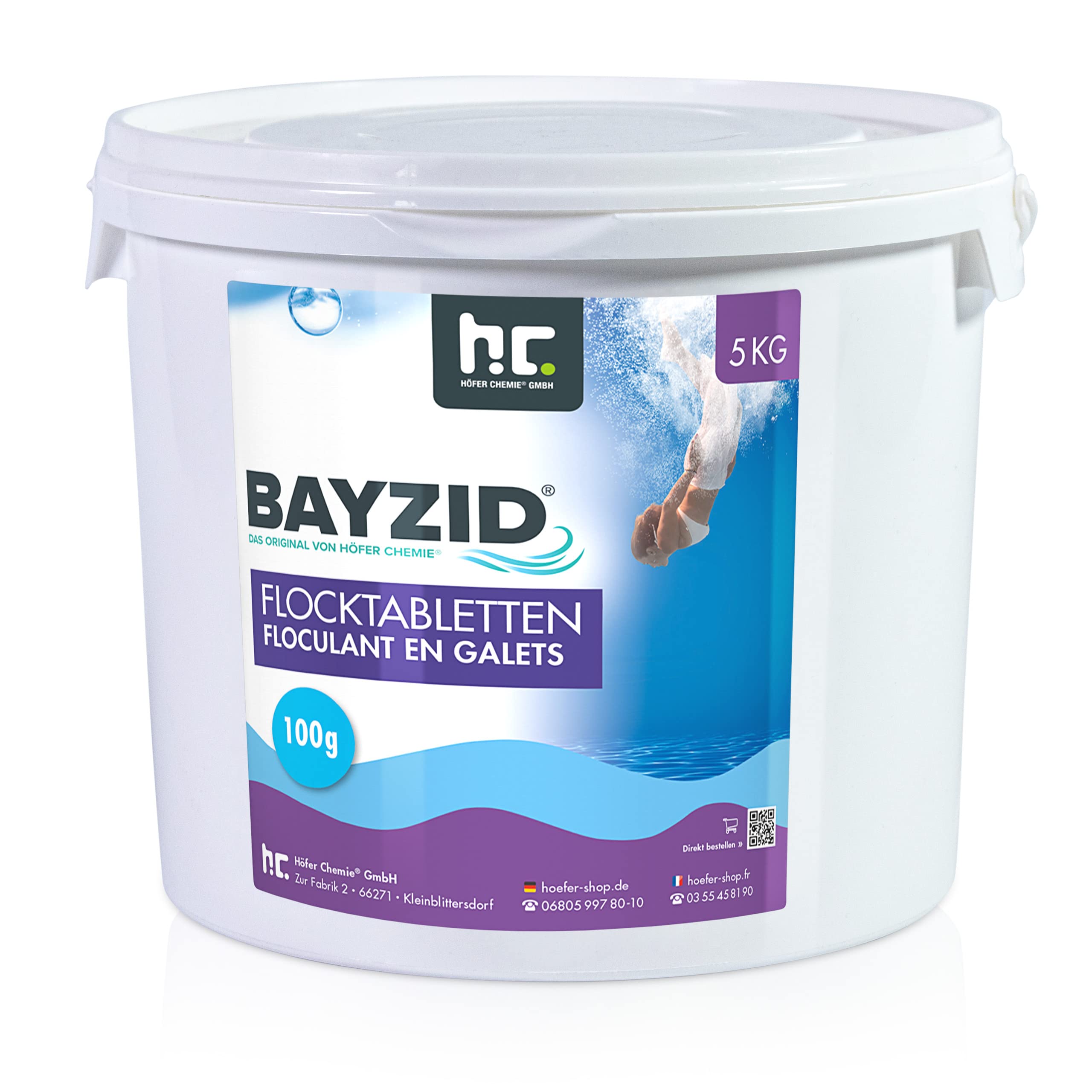 Höfer Chemie 2 x 5 kg BAYZID Pool Flockungsmittel Tabletten Flocktabletten - einfache Anwendung gegen Trübungen + kristallklares Poolwasser