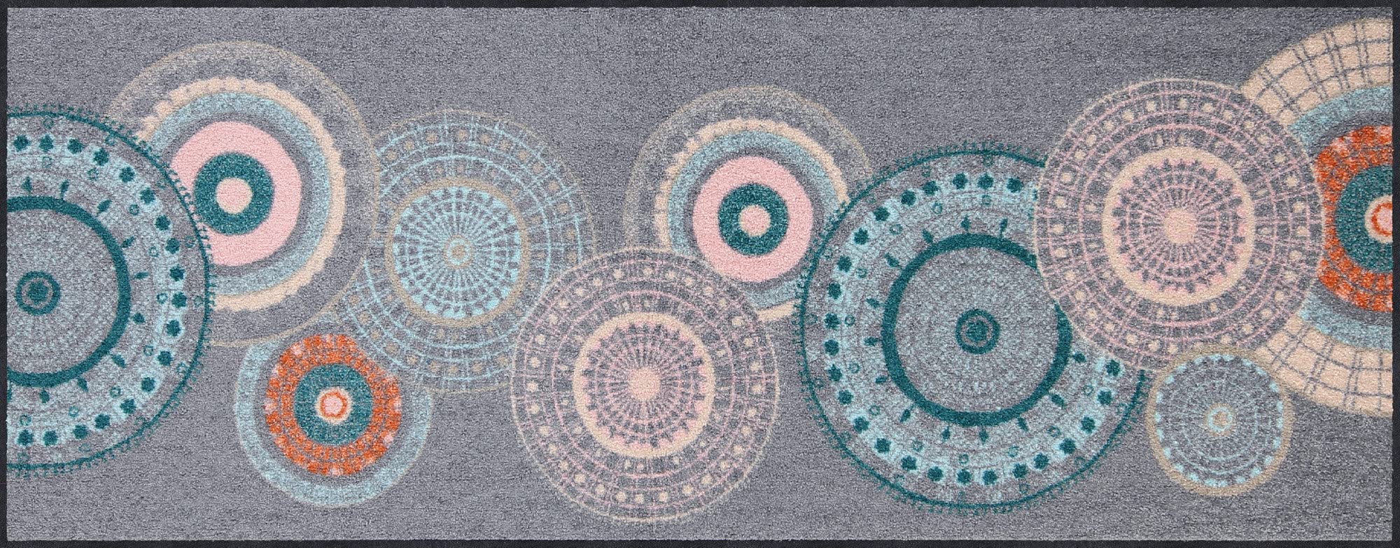 Erwin Müller Fußmatte, Schmutzfangmatte, Sauberlaufmatte Mandala grau Größe 40x100 cm - rutschfest, langlebig, pflegeleicht, für Fußbodenheizung geeignet
