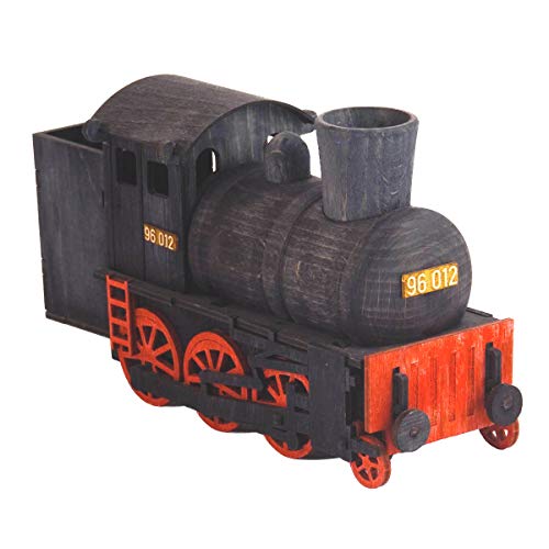 Dampfende Räucherlokomotive in schwarz aus Holz Original Erzgebirge
