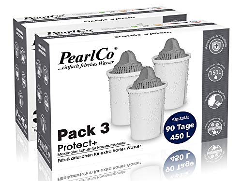 PearlCo - Protect+ classic Pack 6 Filterkartuschen für sehr hartes Wasser - passt zu Brita Classic