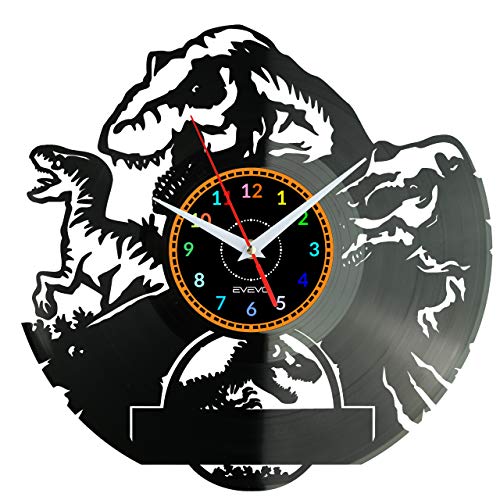 EVEVO Dinosaurier Wanduhr Vinyl Schallplatte Retro-Uhr groß Uhren Style Raum Home Dekorationen Tolles Geschenk Wanduhr Dinosaurier