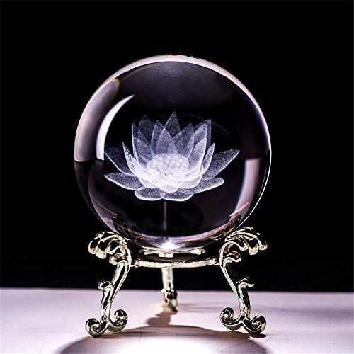qianyue Lasergravur-Lotus-Kristallkugel in 3D (80mm)
