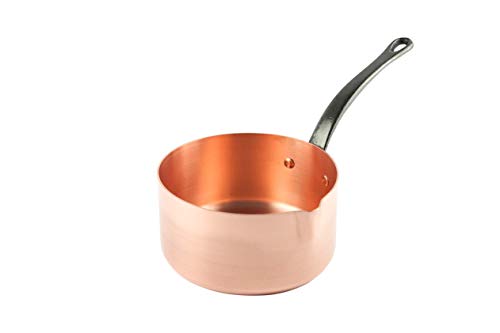 Kasserolle aus Kupfer mit Ausgießer | Ø 16cm Dickwandig | ideal für Süßspeisen oder Saucen | Zuckertopf Kupferkasserolle