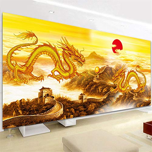 Nicole Knupfer 5D Dragon DIY Diamant Painting Kit Full Bohrer Diamond Malerei Wohnzimmer Schlafzimmer Wanddekoration (200x80cm)