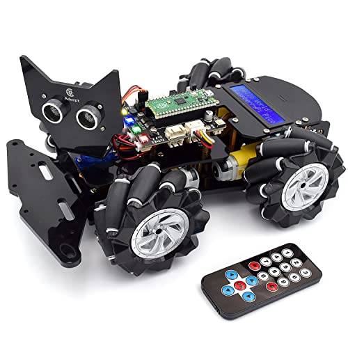 Adeept 4WD Omni-Directional Mecanum Wheels Robotic Car Kit for Raspberry Pi Pico DIY STEM Remote Controlled Educational Robot Kit with LCD1602 Display and Tutorials